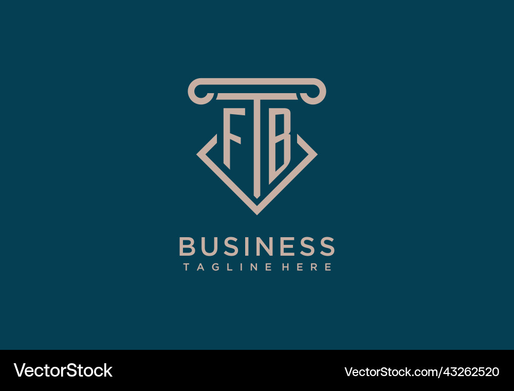 Fb initial with pillar icon design clean vector image