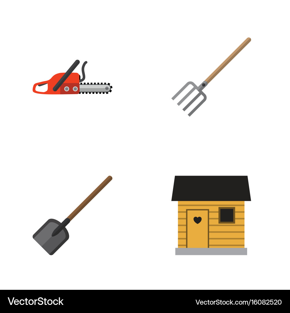 Flat icon farm set of hay fork shovel hacksaw Vector Image