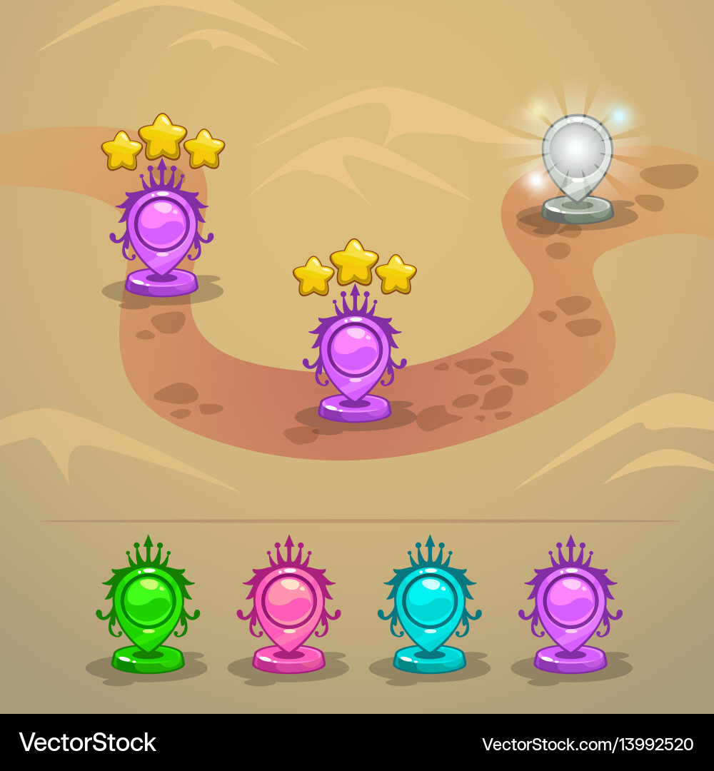 Game map with level rank indicators vector image