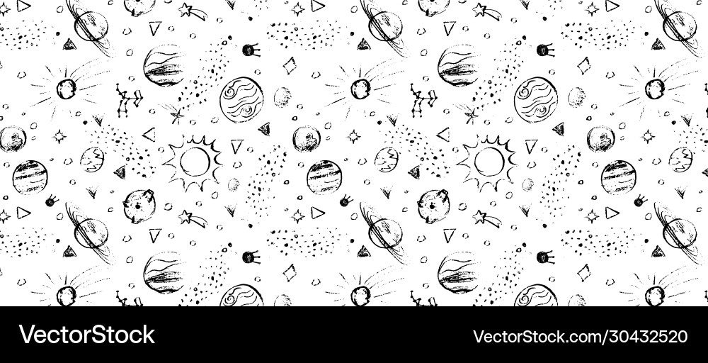 Outer space doodle pattern hand drawn Outer space doodle pattern hand drawn Vector Image