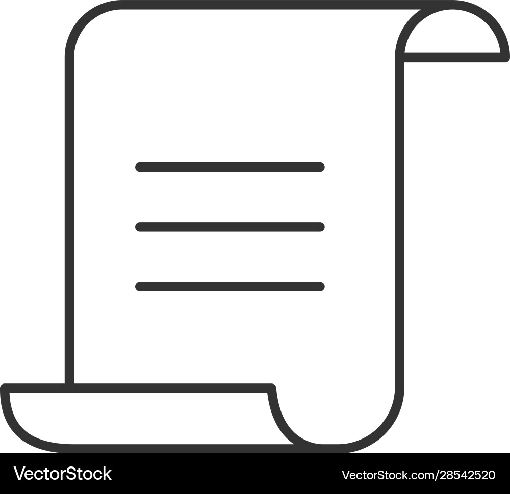 Paper scroll with text linear icon Vector Image