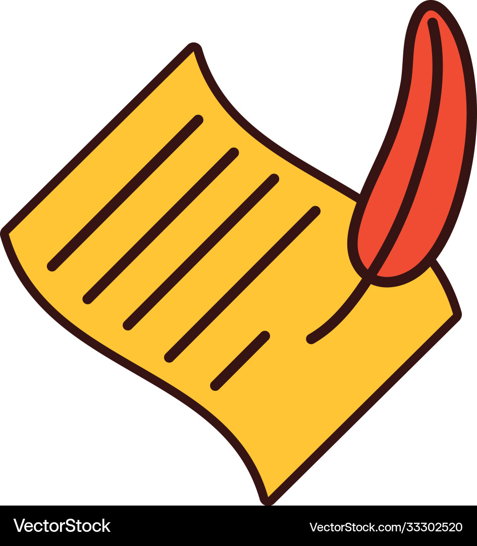Paper sheet document with feather line and fill Vector Image