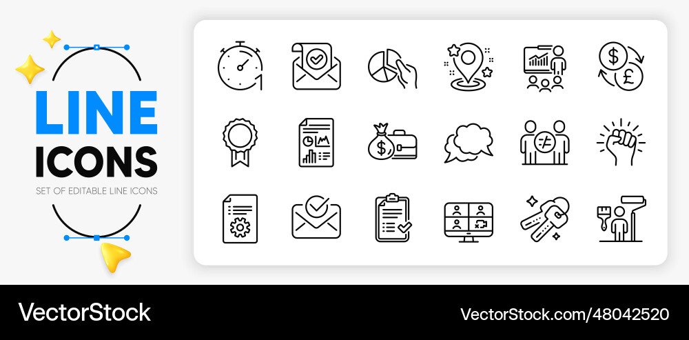 Pie chart technical documentation and keys line Pie chart technical documentation and keys line vector image