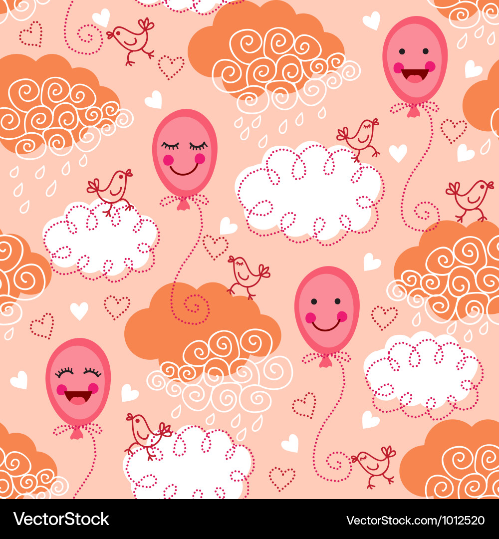 Seamless pattern with balloons and clouds vector image