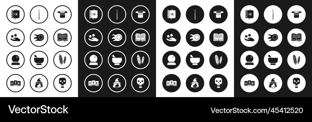 Set magician hat fireball cube levitating above Set magician hat fireball cube levitating above vector image