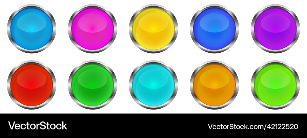 Set of glossy round buttons realistic Vector Image