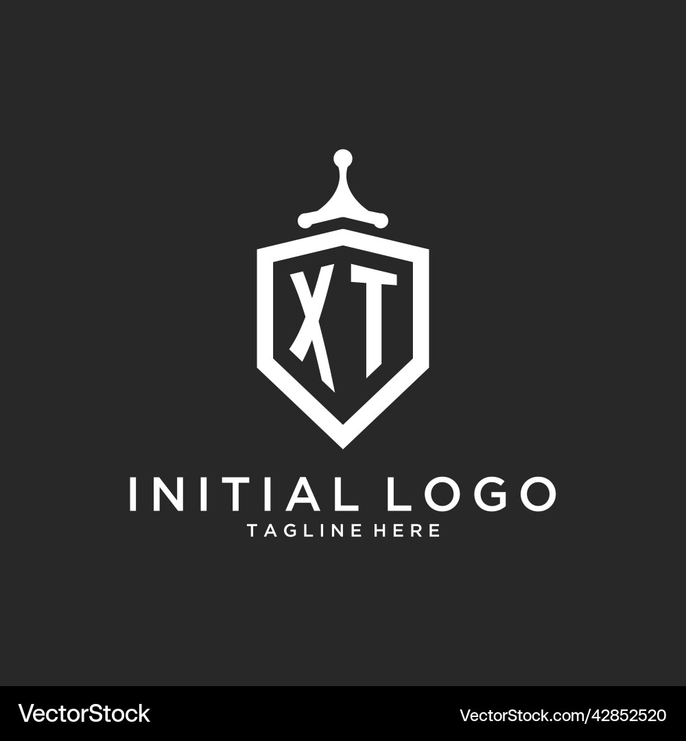 Xt monogram logo initial with shield guard shape Vector Image