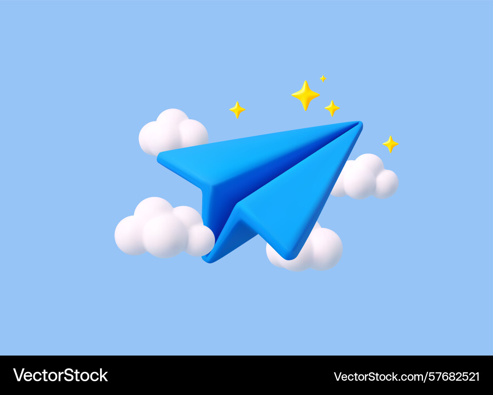 3d paper airplane with clouds Vector Image