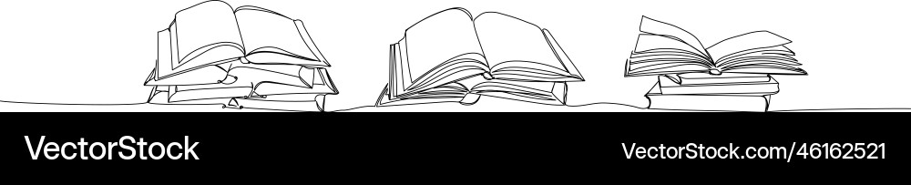 A set of several open books lying one on top A set of several open books lying one on top vector image