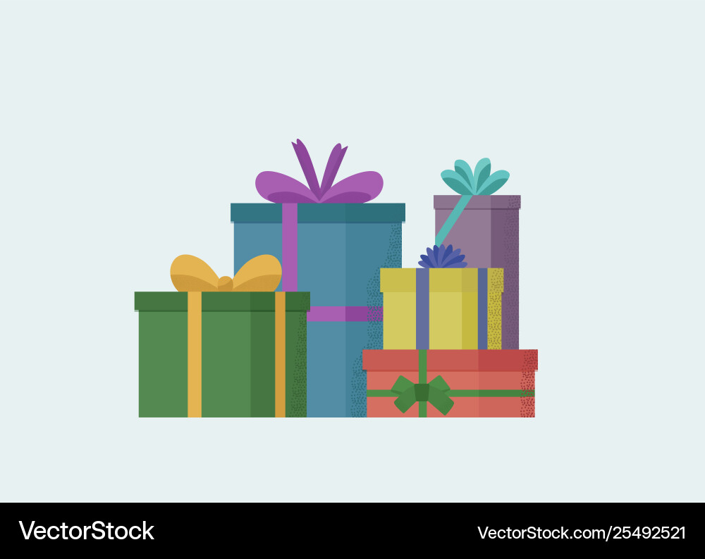 Array packaged gifts with different bows vector image