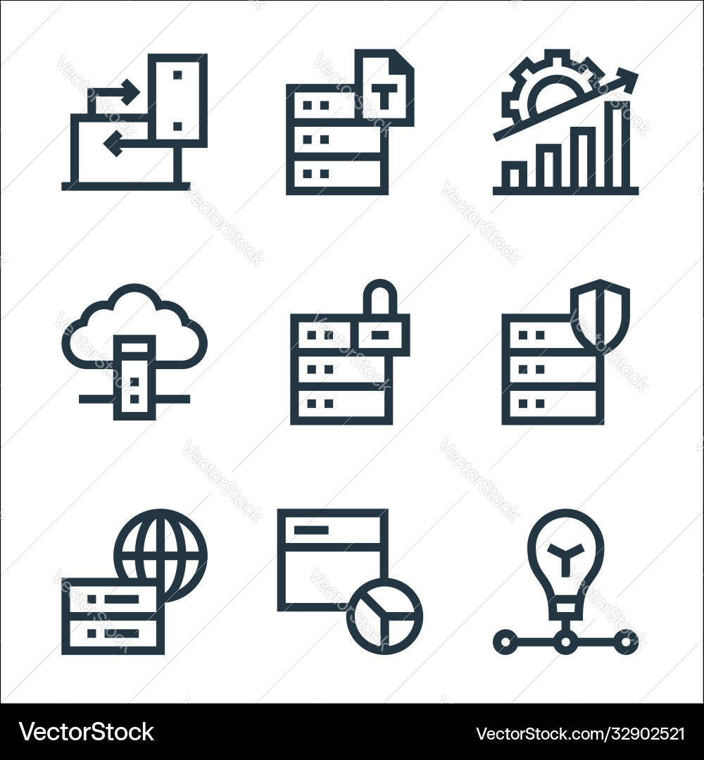Big data line icons linear set quality Big data line icons linear set quality vector image