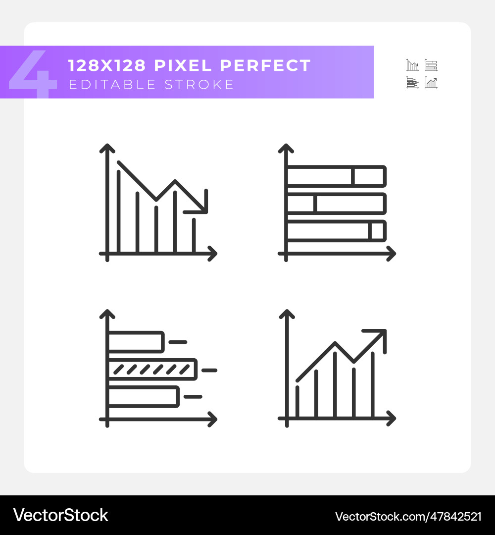 Business performance linear icons set Business performance linear icons set vector image
