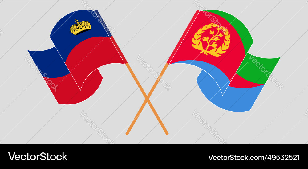 Crossed and waving flags of liechtenstein Crossed and waving flags of liechtenstein vector image