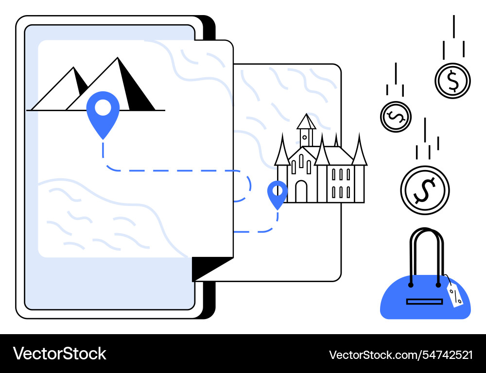 Digital navigation concept with map castle Digital navigation concept with map castle Vector Image