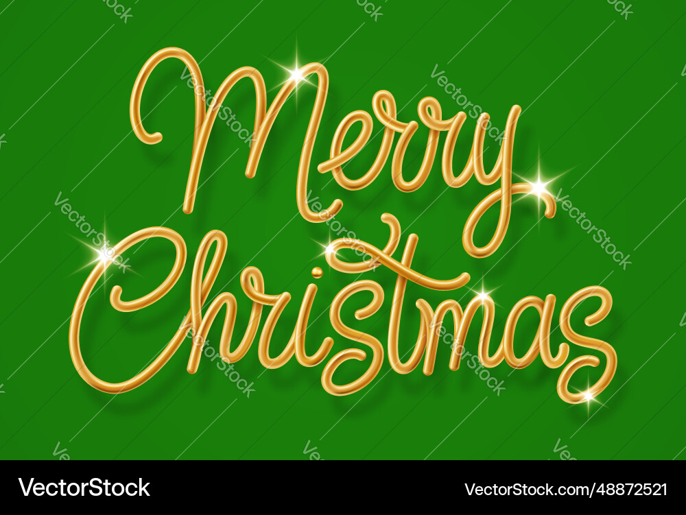 Golden Merry Christmas Lettering Vector Image