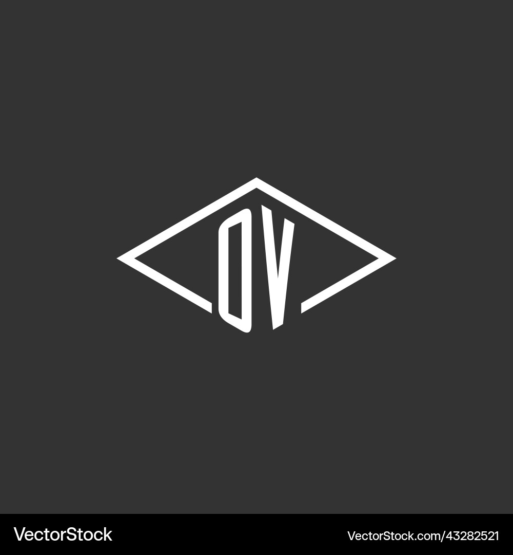 Initials ov logo monogram with simple diamond Initials ov logo monogram with simple diamond Vector Image