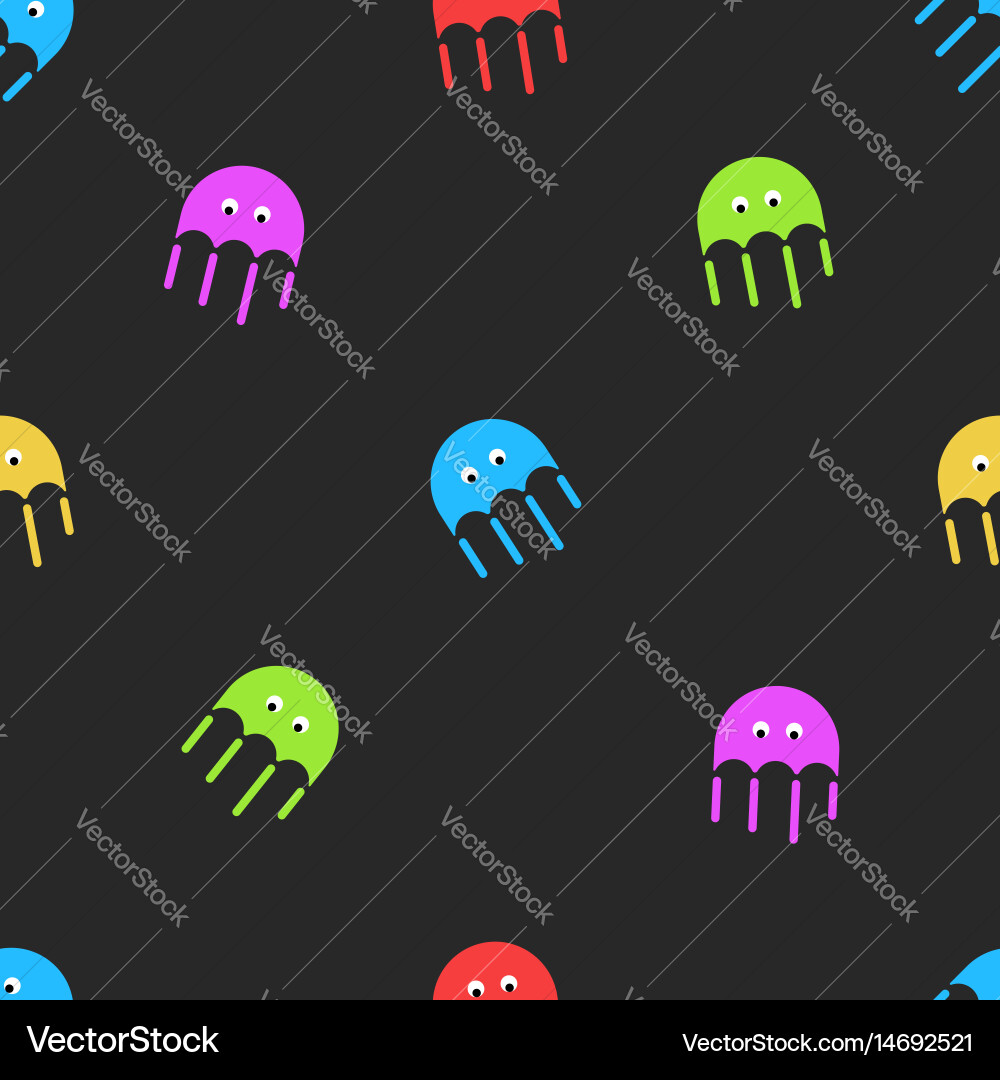 Jellyfish seamless pattern cute random colorful Vector Image