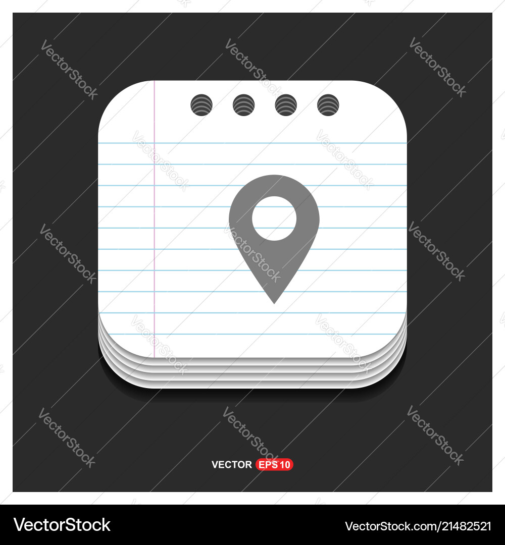 Map pin icon gray on notepad style template vector image