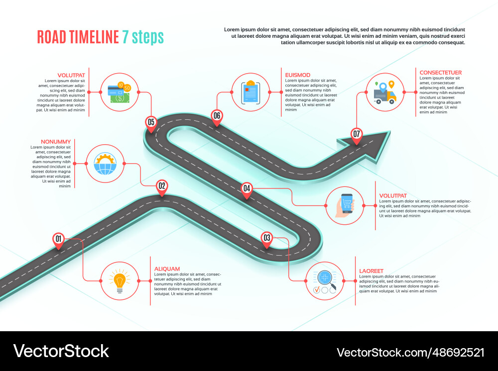 Navigation Roadmap Timeline - 7 Steps vector image
