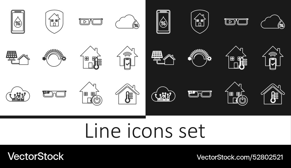 Set line house temperature smart home remote Set line house temperature smart home remote vector image