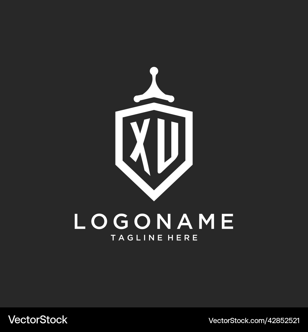 Xu monogram logo initial with shield guard shape Xu monogram logo initial with shield guard shape vector image
