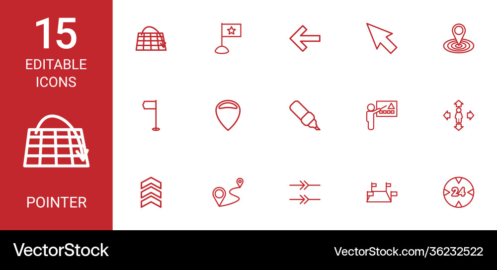 15 pointer icons vector image