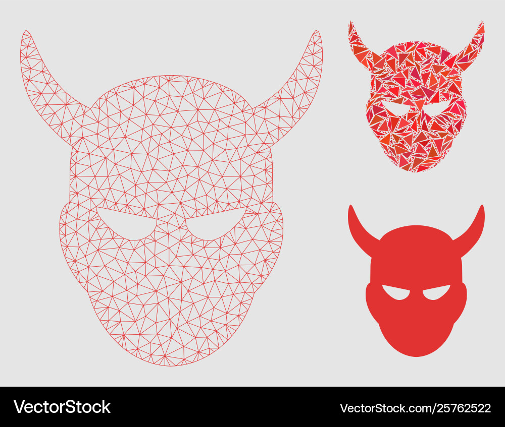Daemon head mesh 2d model and triangle Daemon head mesh 2d model and triangle vector image