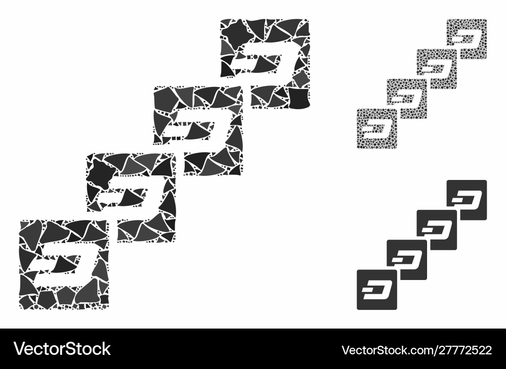 Dash block chain mosaic icon abrupt elements Dash block chain mosaic icon abrupt elements vector image