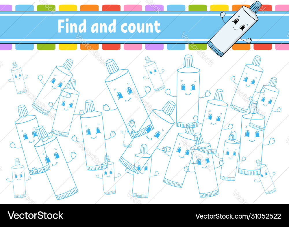 Find and count toothpaste education developing Find and count toothpaste education developing vector image