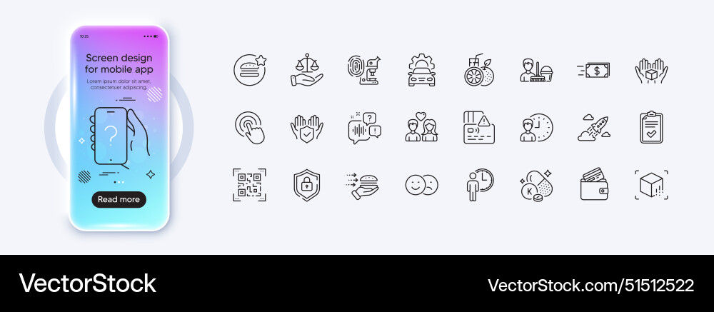 Hold box checklist and qr code line icons for web Hold box checklist and qr code line icons for web vector image