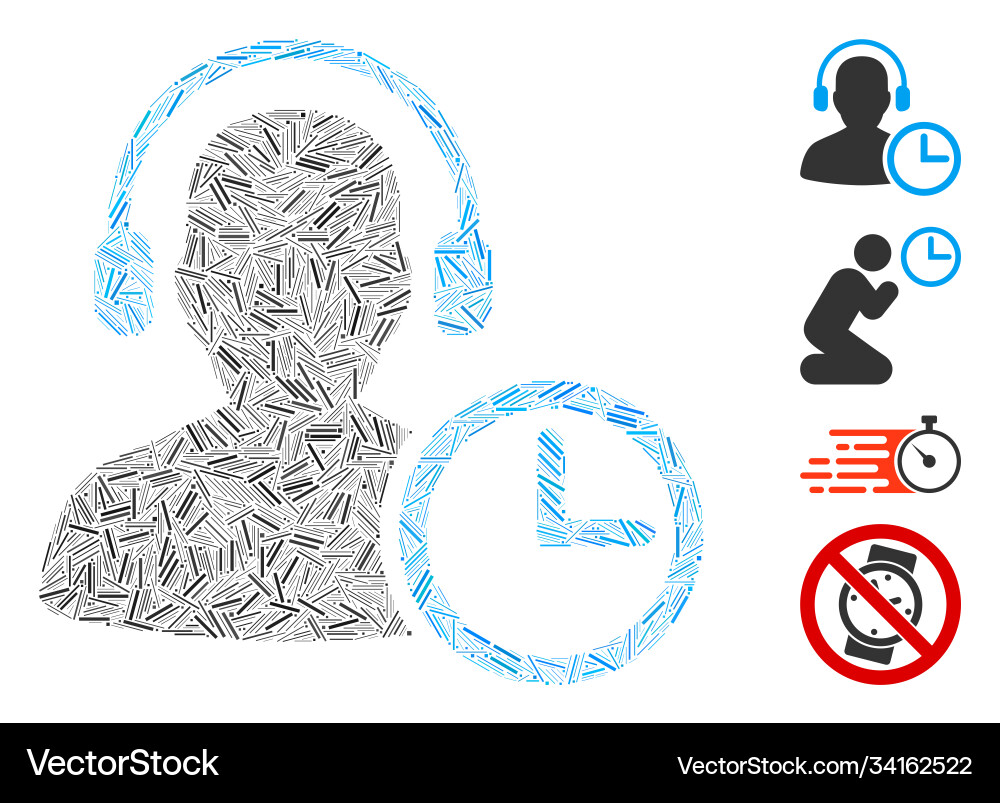 Linear operator time icon mosaic Linear operator time icon mosaic vector image