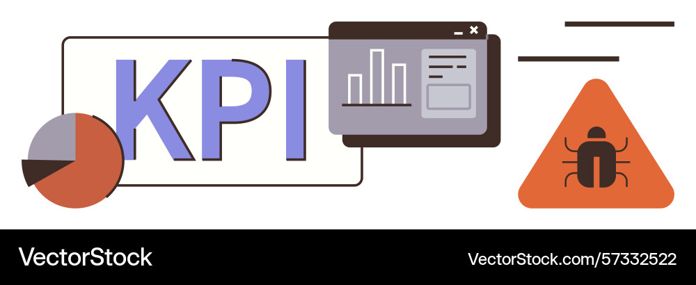 Performance metrics with charts bug warning Performance metrics with charts bug warning Vector Image