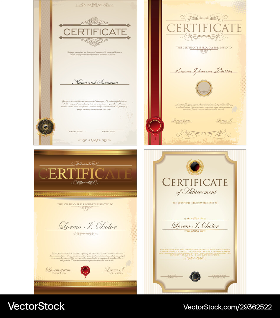 Retro certificate template collection Vector Image