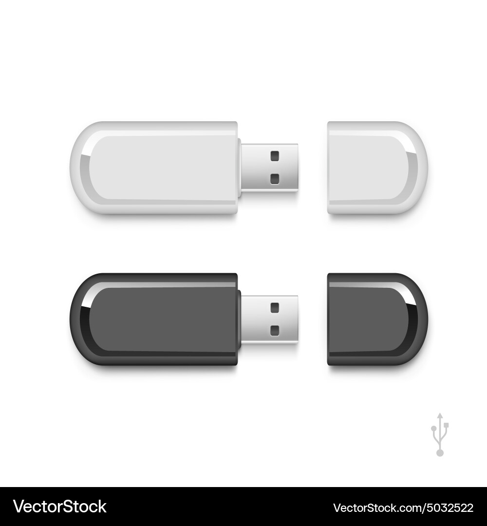 Usb flash drive stick memory set isolated Vector Image