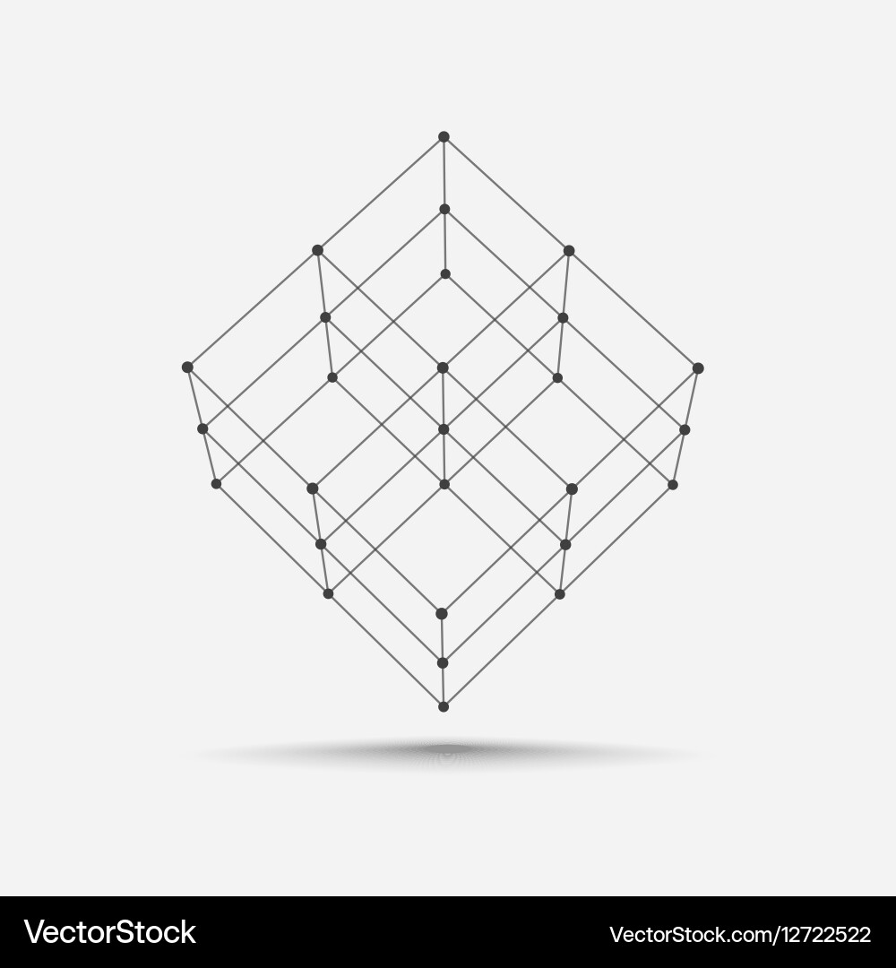 Wireframe Cube Icon Vector Image