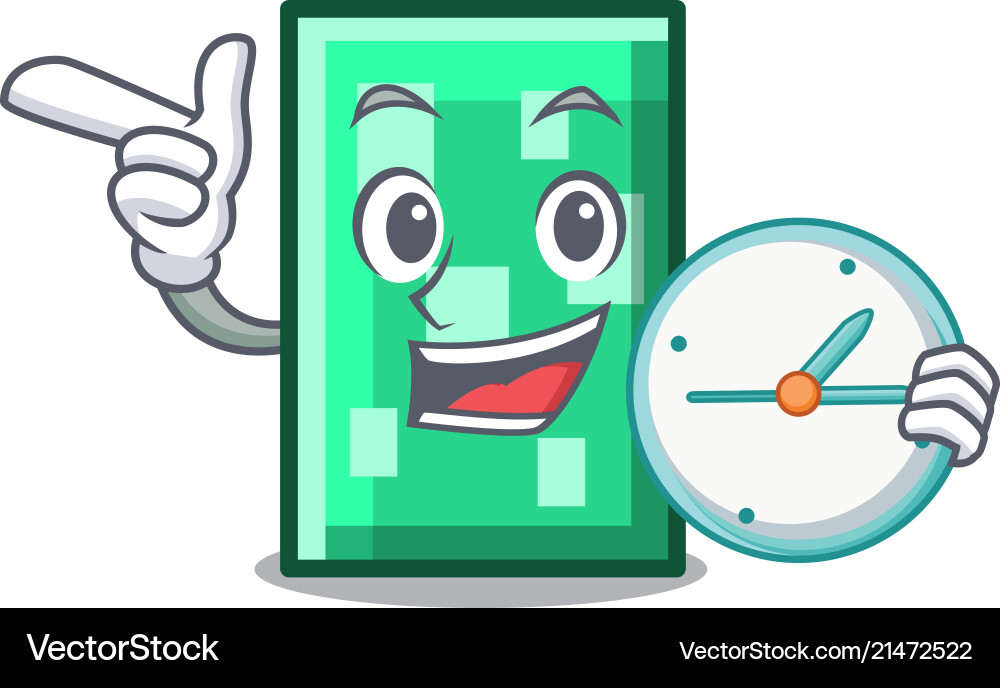 With clock rectangle character cartoon style vector image