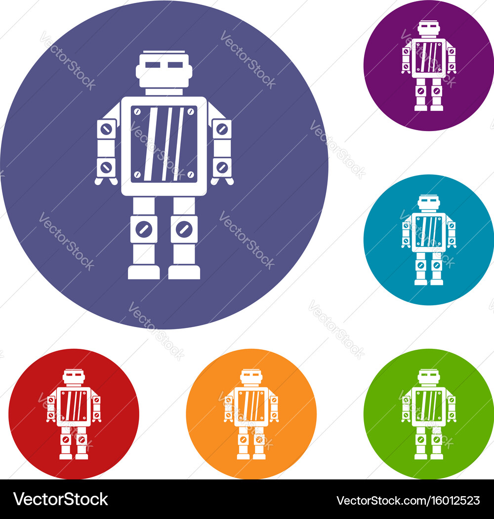 Abstract robot icons set Vector Image