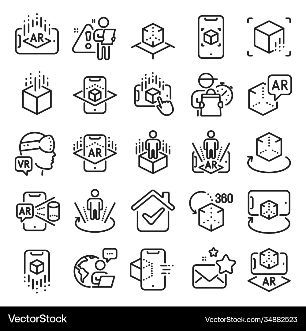 Augmented reality line icons vr simulation Augmented reality line icons vr simulation vector image