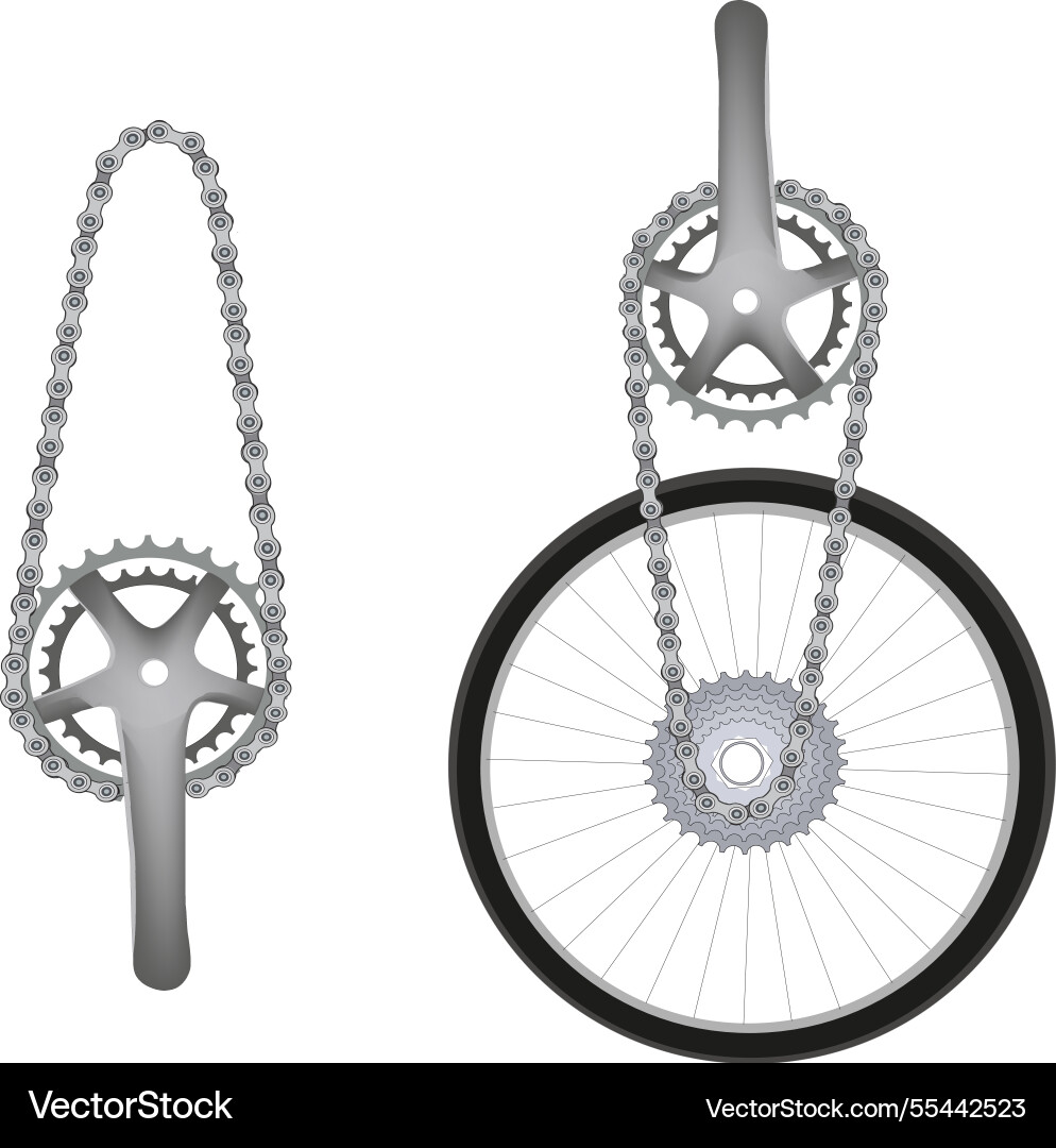Bicycle chain and sprocket mechanism rotating Vector Image