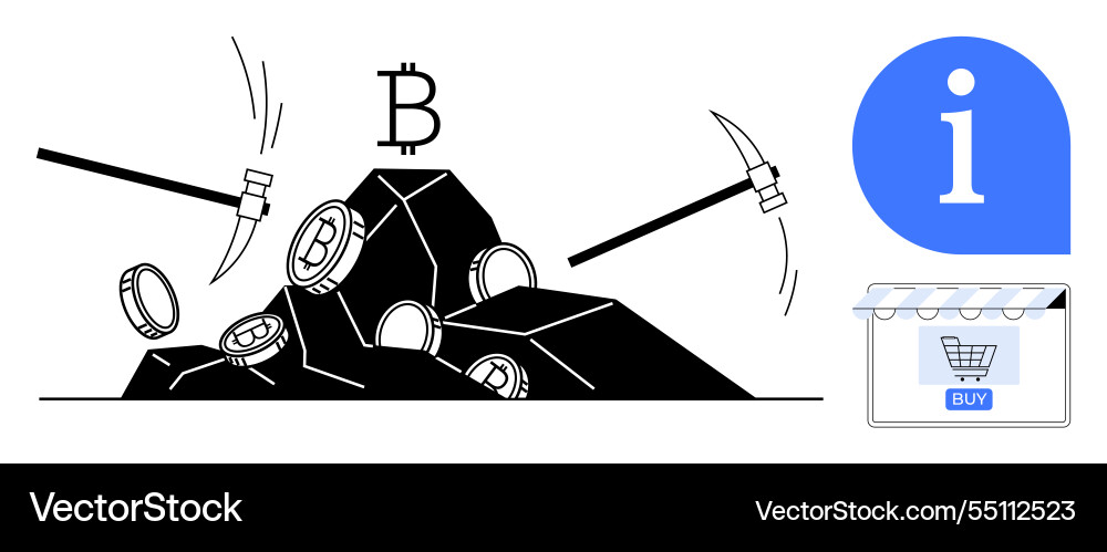 Bitcoin mining with tools and informational Bitcoin mining with tools and informational vector image