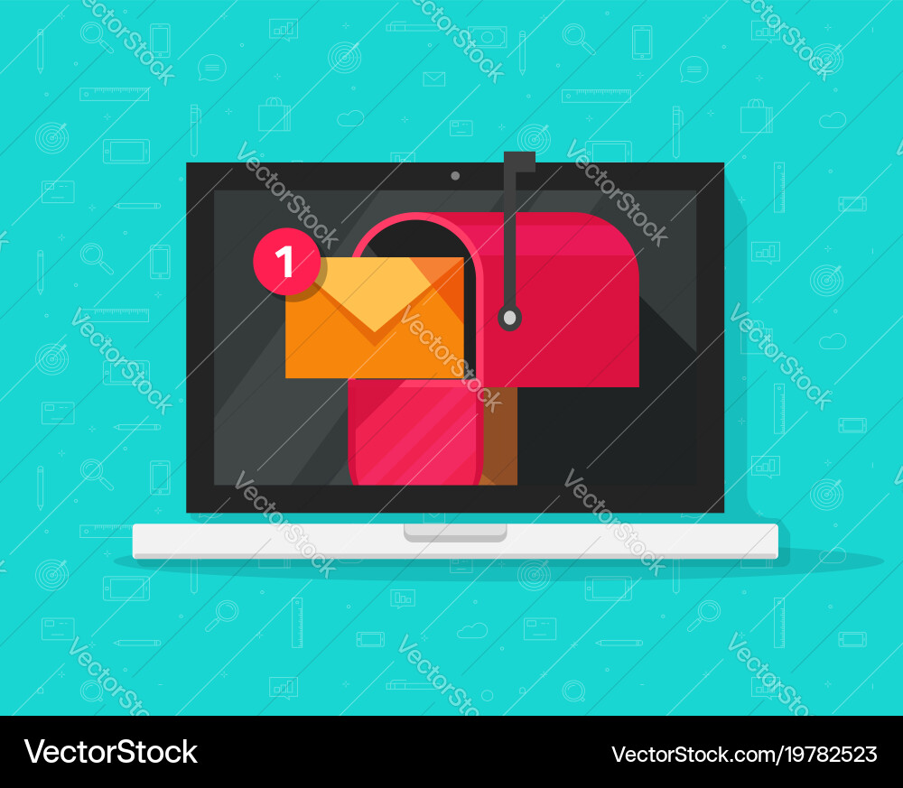 Computer with mailbox on screen vector image