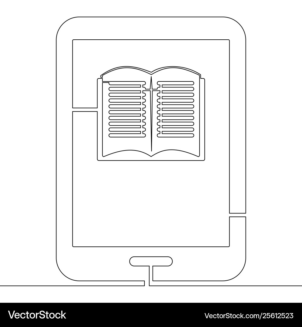 Continuous one line drawing ebook reader concept vector image