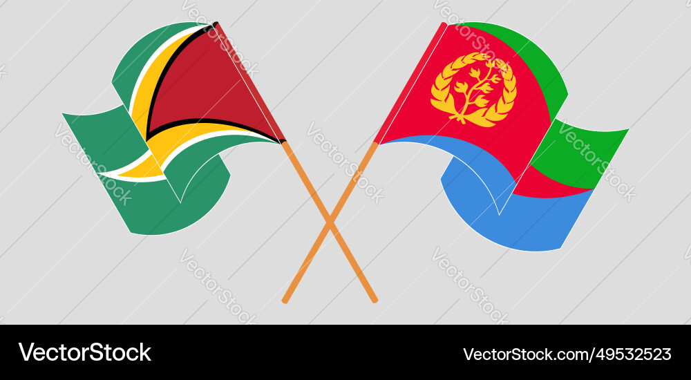 Crossed and waving flags of guyana eritrea Vector Image