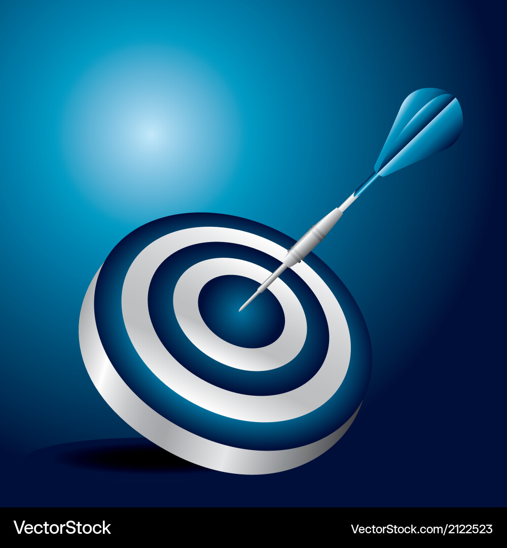 Dartboard with dart over blue background vector image