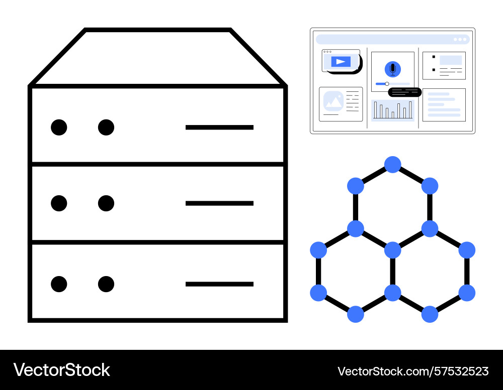 Data storage server network connection Data storage server network connection vector image