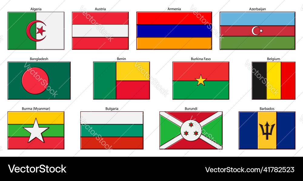 Flag set isolated on white background image Flag set isolated on white background image vector image