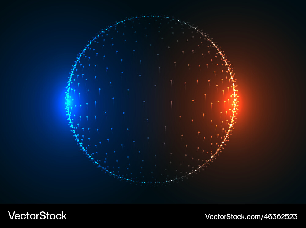 Glowing particle sphere in two light colors vector image
