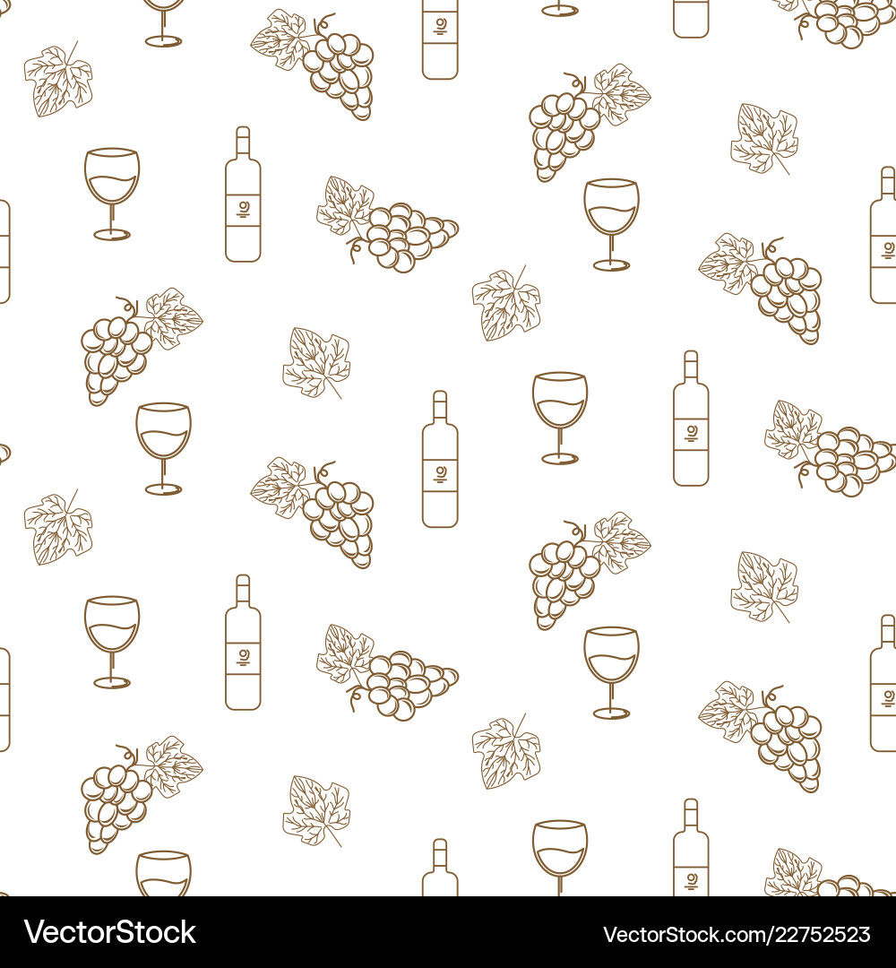 Grape and Wine Seamless Pattern vector image