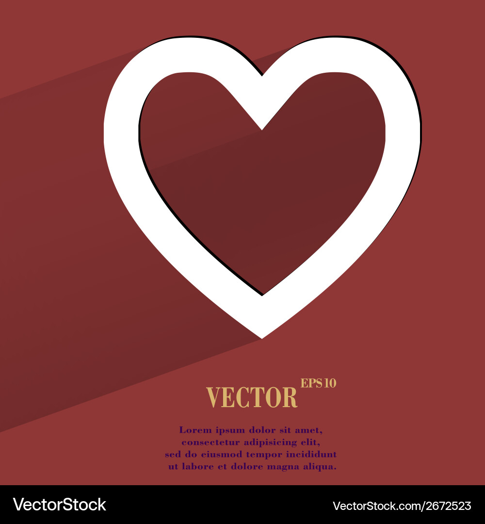 Heart flat modern web button with long shadow Vector Image