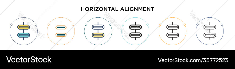 Horizontal alignment icon in filled thin line Vector Image